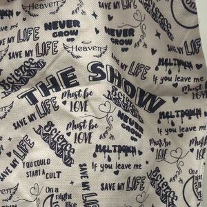 White and Black Graphic Print Tote